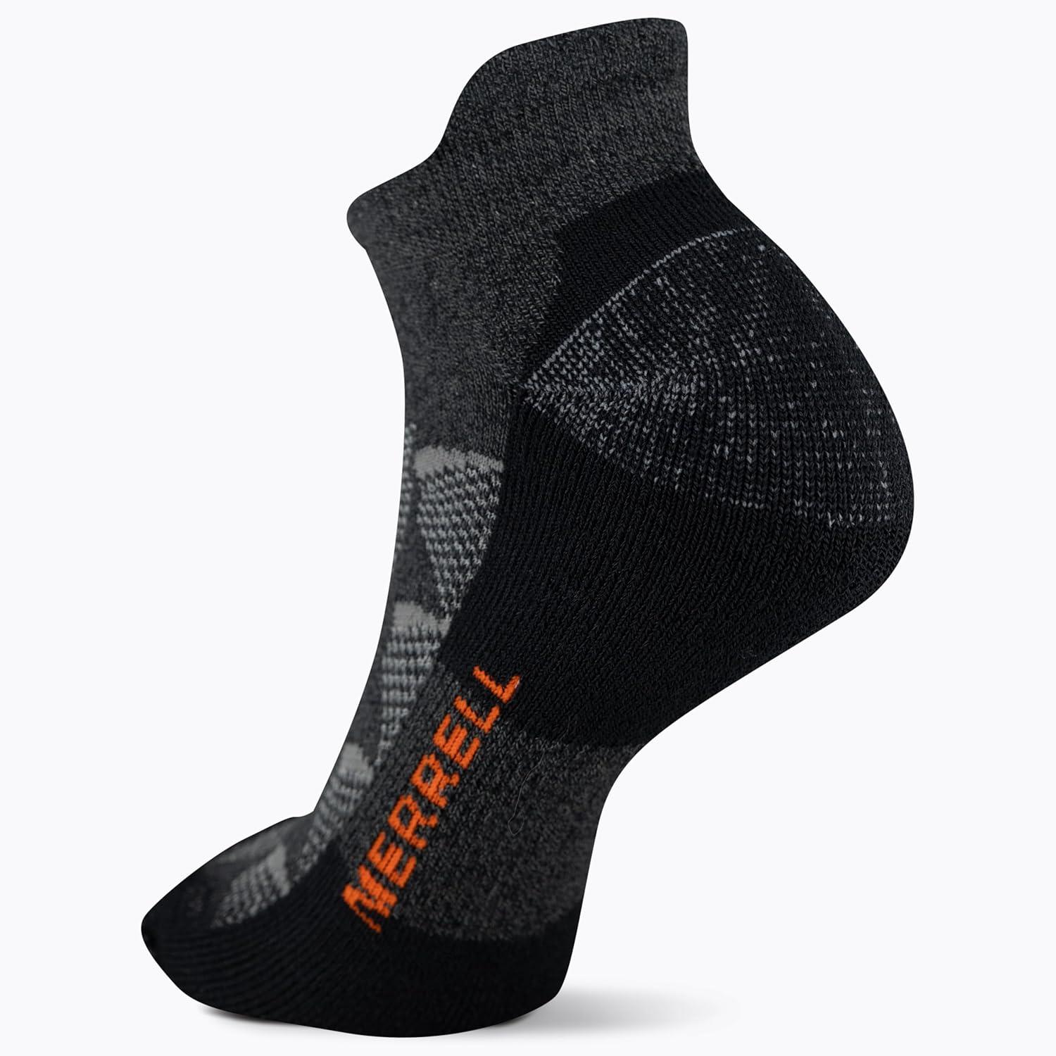 imageMerrell unisexadult Mens and Womens Moab Hiking Mid Cushion Socks  Moisture Wicking ampamp Arch SupportLow Cut Tab  Charcoal