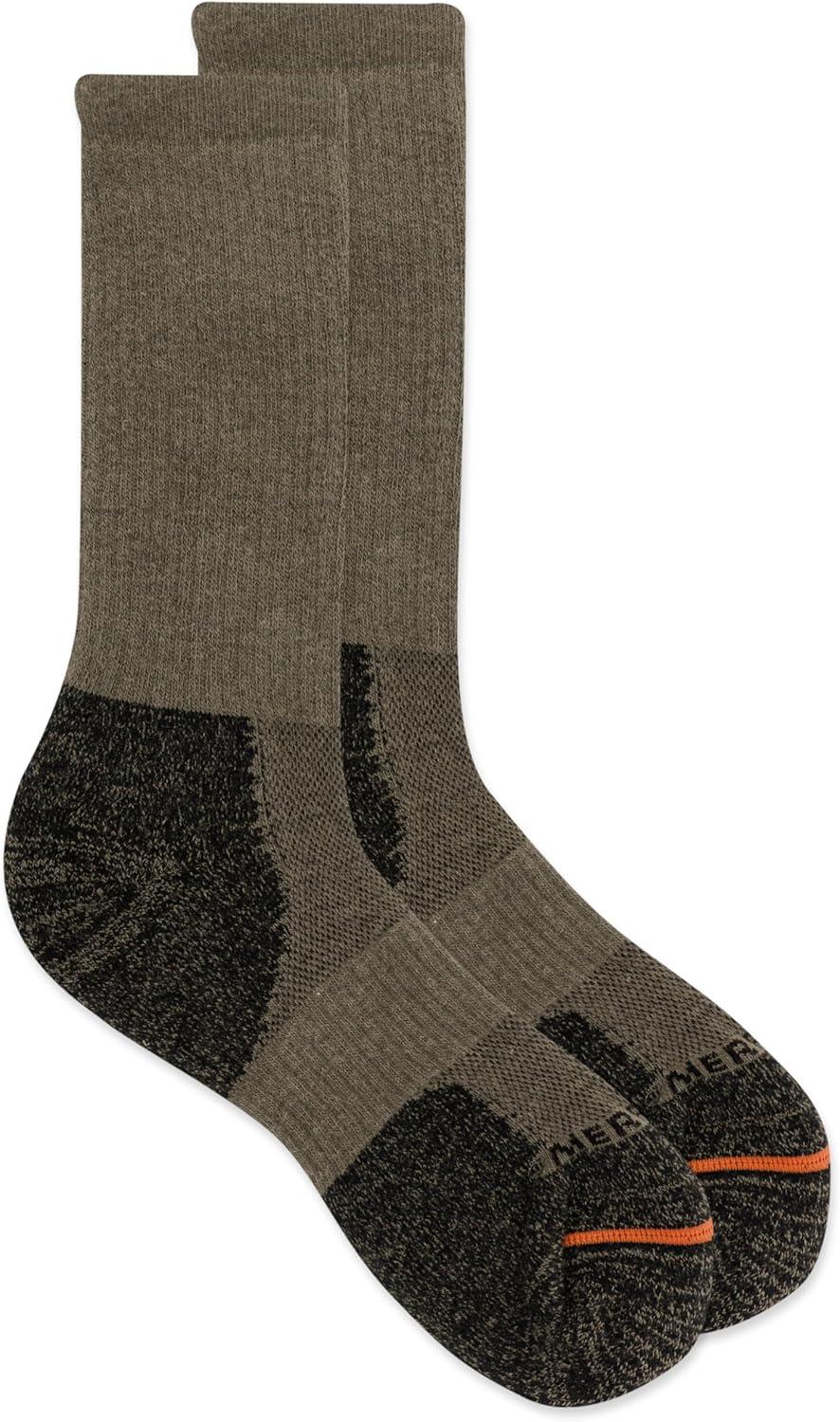 imageMerrell unisexadult Premium Wool Work Crew Socks Arch Support and Breathable MeshBrindle