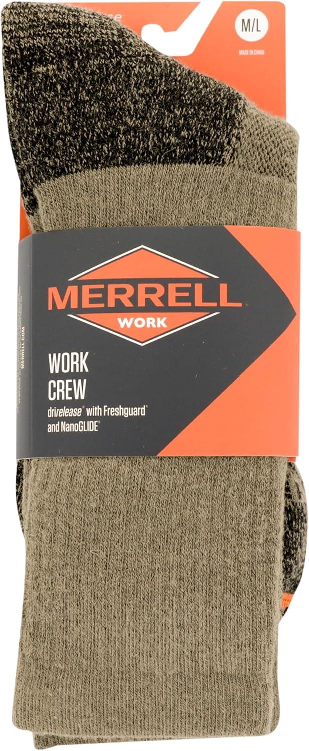 imageMerrell unisexadult Premium Wool Work Crew Socks Arch Support and Breathable MeshBrindle