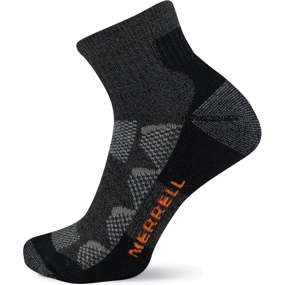 imageMerrell unisexadult Mens and Womens Moab Hiking Mid Cushion Socks  Moisture Wicking ampamp Arch SupportAnkle  Charcoal