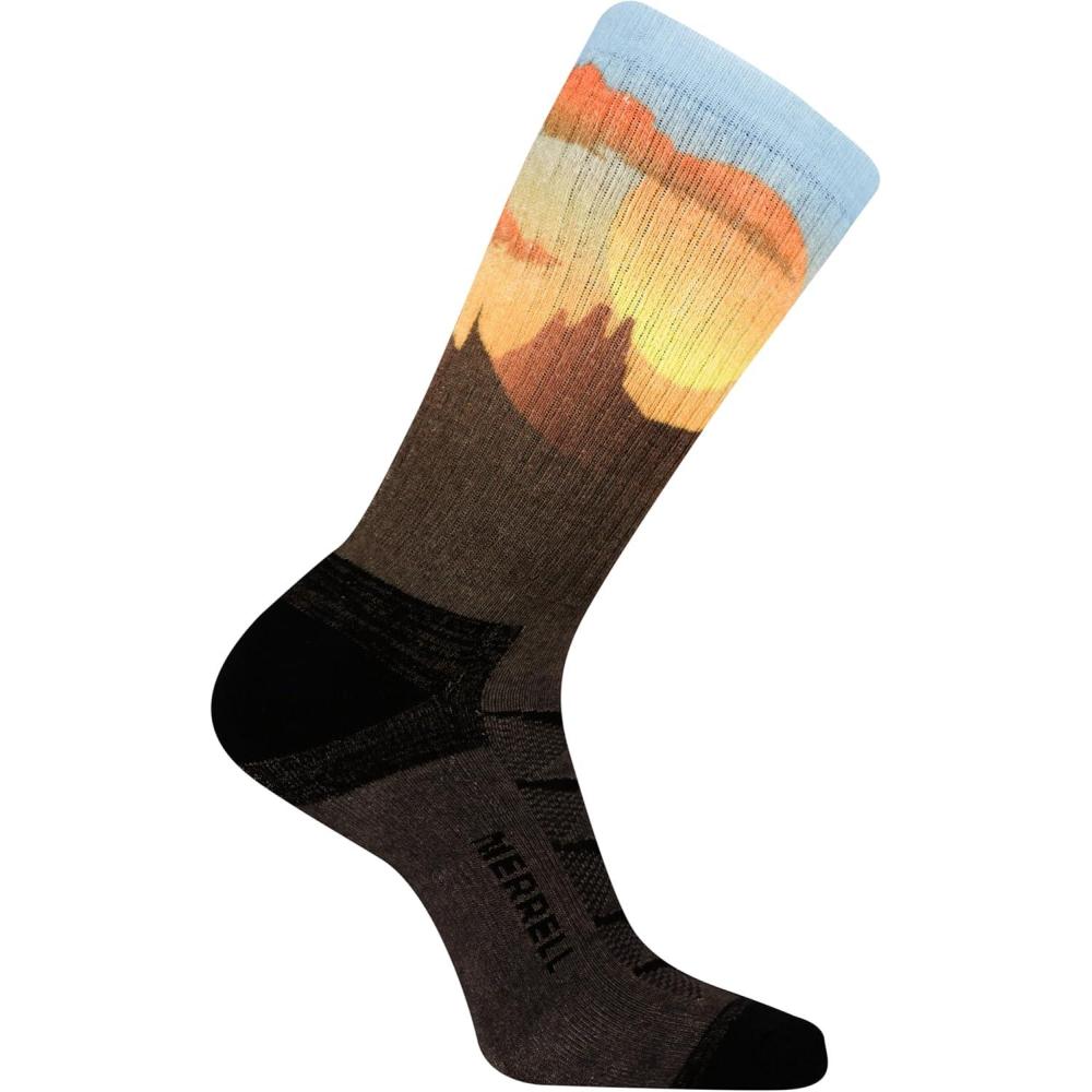 imageMerrell unisexadult Mens and Womens Moab Hiking Mid Cushion Socks  Moisture Wicking ampamp Arch SupportCrew  Anniversary Brown