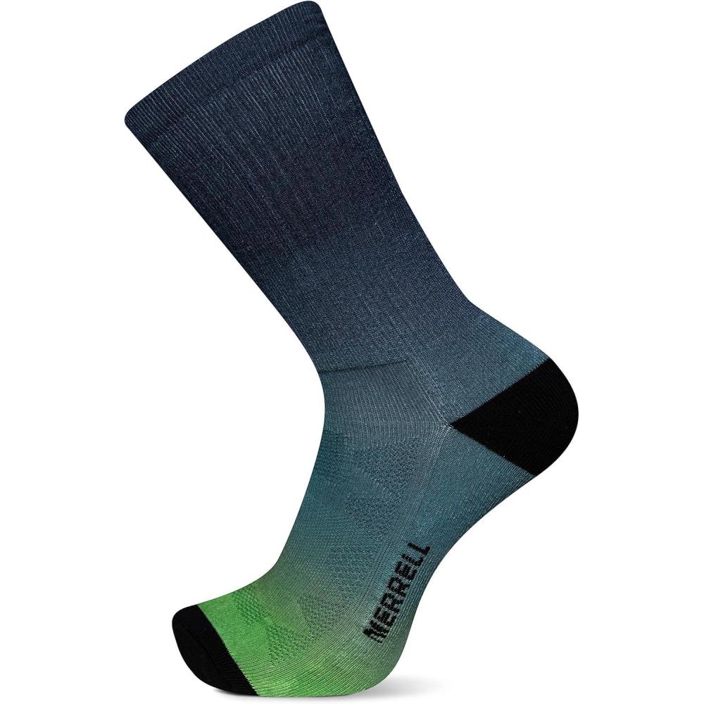 imageMerrell unisexadult Mens and Womens Moab Hiking Mid Cushion Socks  Moisture Wicking ampamp Arch SupportCrew  Blue