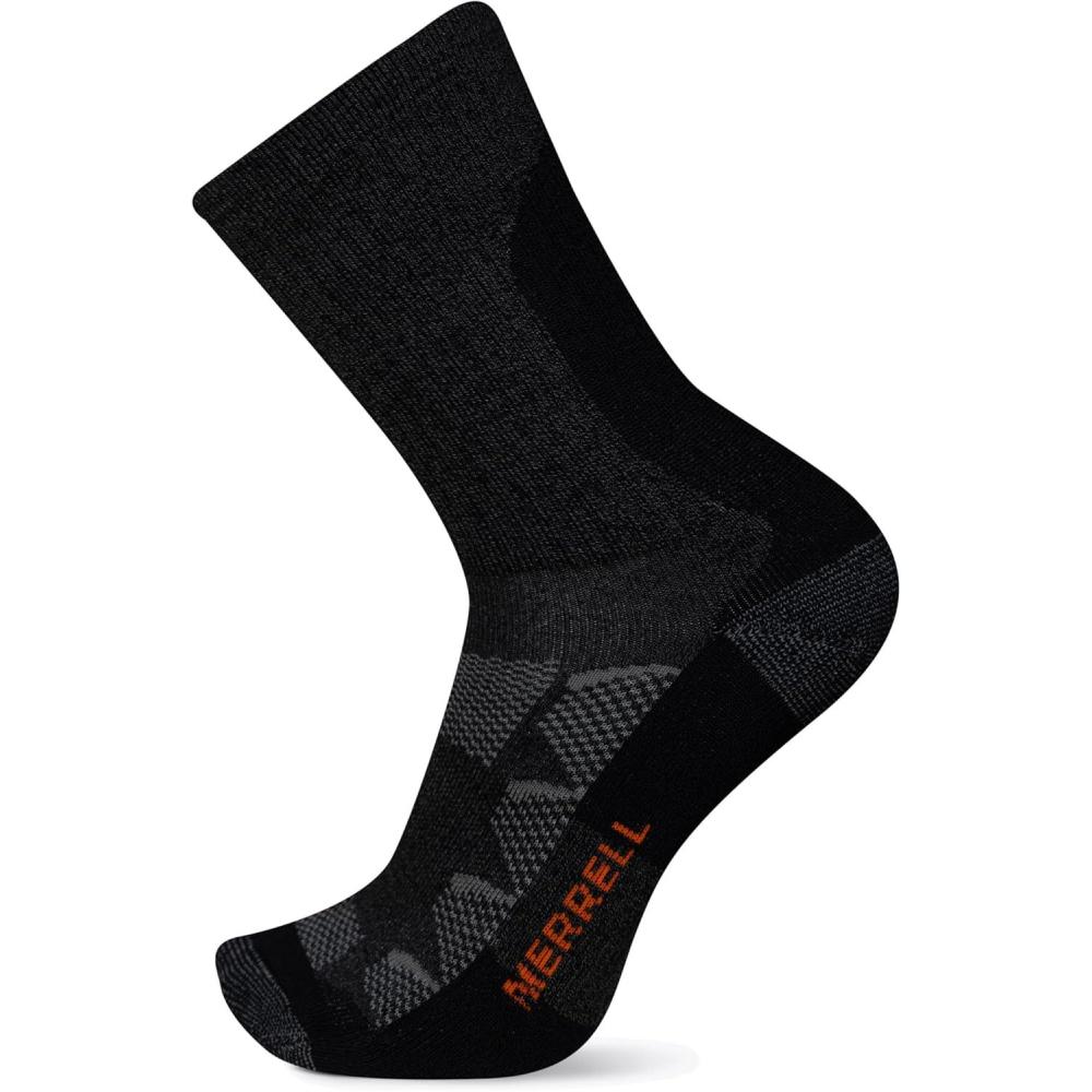 imageMerrell unisexadult Mens and Womens Moab Hiking Mid Cushion Socks  Moisture Wicking ampamp Arch SupportCrew  Charcoal