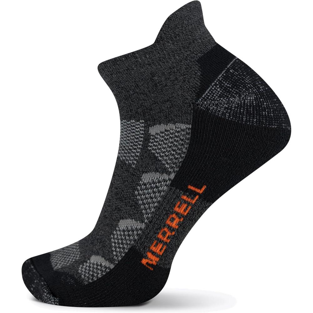 imageMerrell unisexadult Mens and Womens Moab Hiking Mid Cushion Socks  Moisture Wicking ampamp Arch SupportLow Cut Tab  Charcoal