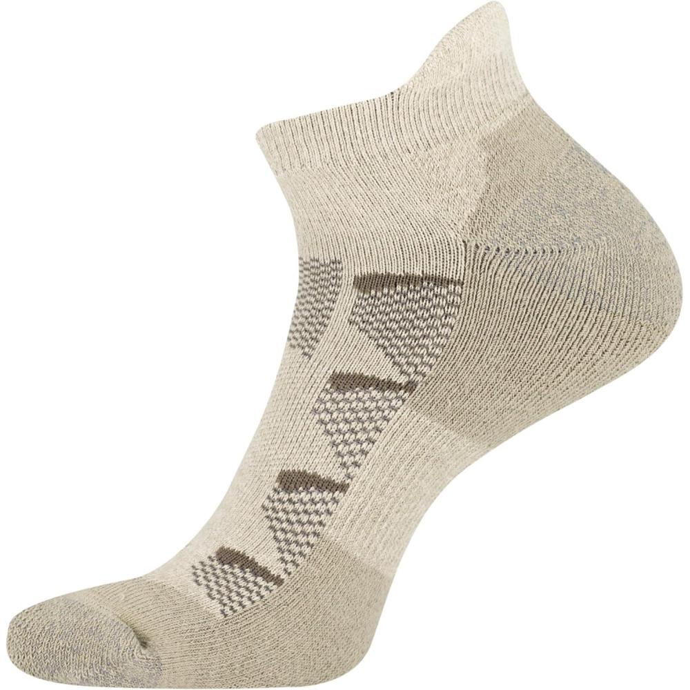 imageMerrell unisexadult Mens and Womens Moab Hiking Mid Cushion Socks  Moisture Wicking ampamp Arch SupportLow Cut Tab  Oatmeal