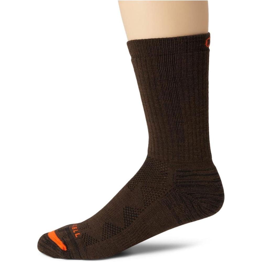 imageMerrell unisexadult Premium Wool Work Crew Socks Arch Support and Breathable MeshBrown