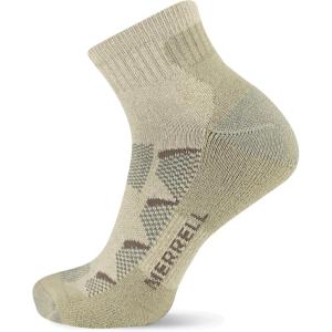 imageMerrell unisexadult Mens and Womens Moab Hiking Mid Cushion Socks  Moisture Wicking ampamp Arch SupportAnkle  Oatmeal