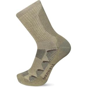 imageMerrell unisexadult Mens and Womens Moab Hiking Mid Cushion Socks  Moisture Wicking ampamp Arch SupportCrew  Oatmeal