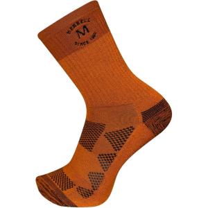 imageMerrell unisexadult Mens and Womens Moab Hiking Mid Cushion Socks  Moisture Wicking ampamp Arch SupportCrew  Orange