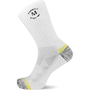 imageMerrell unisexadult Mens and Womens Moab Hiking Mid Cushion Socks  Moisture Wicking ampamp Arch SupportCrew  Since 1981 White