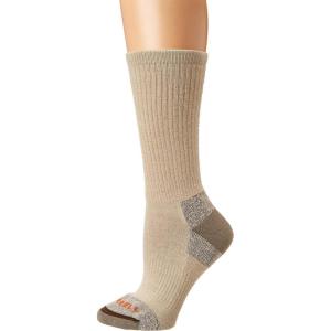 imageMerrell unisexadult Mens and Womens Moab Hiking Mid Cushion Socks  Moisture Wicking ampamp Arch SupportCrew  Tan
