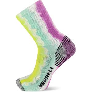 imageMerrell unisexadult Mens and Womens Moab Hiking Mid Cushion Socks  Moisture Wicking ampamp Arch SupportCrew  Tie Dye Pink