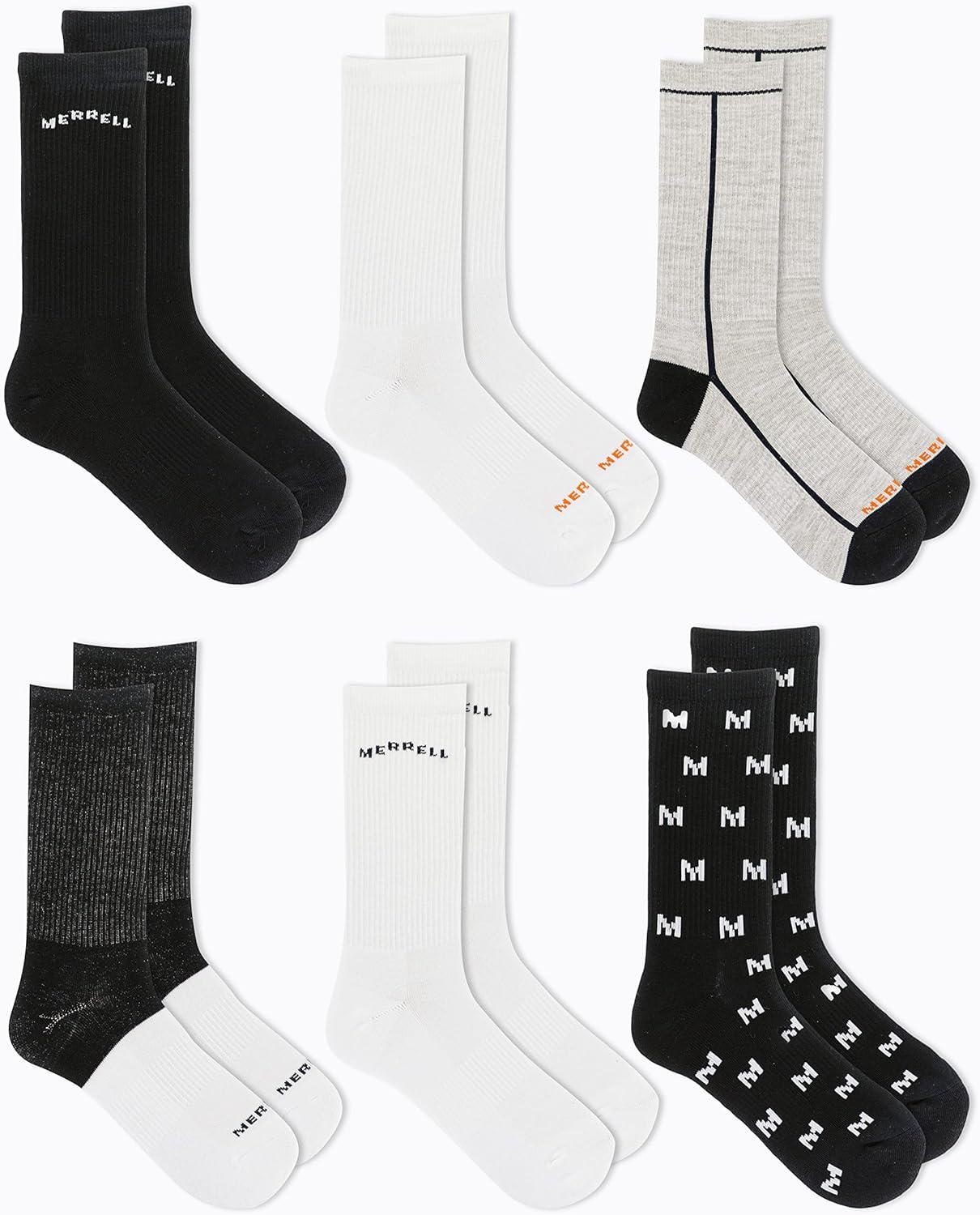 imageMerrel Mens and Womens Recycled Cushioned Socks  6 ampamp 12 Pairs  Hiking Arch SupportBlack Assorted 6 Pairs