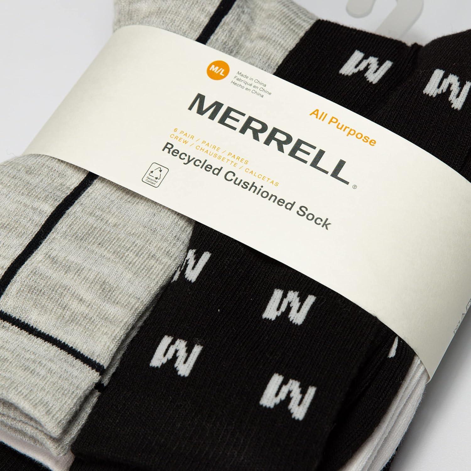 imageMerrel Mens and Womens Recycled Cushioned Socks  6 ampamp 12 Pairs  Hiking Arch SupportBlack Assorted 6 Pairs