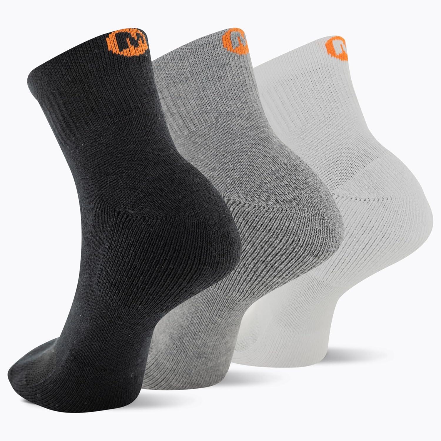 imageMerrell Mens and Womens Cushioned Cotton Ankle Socks3 ampamp 6 PairsBreathable Mesh Comfort ZonesBlackWhiteGray