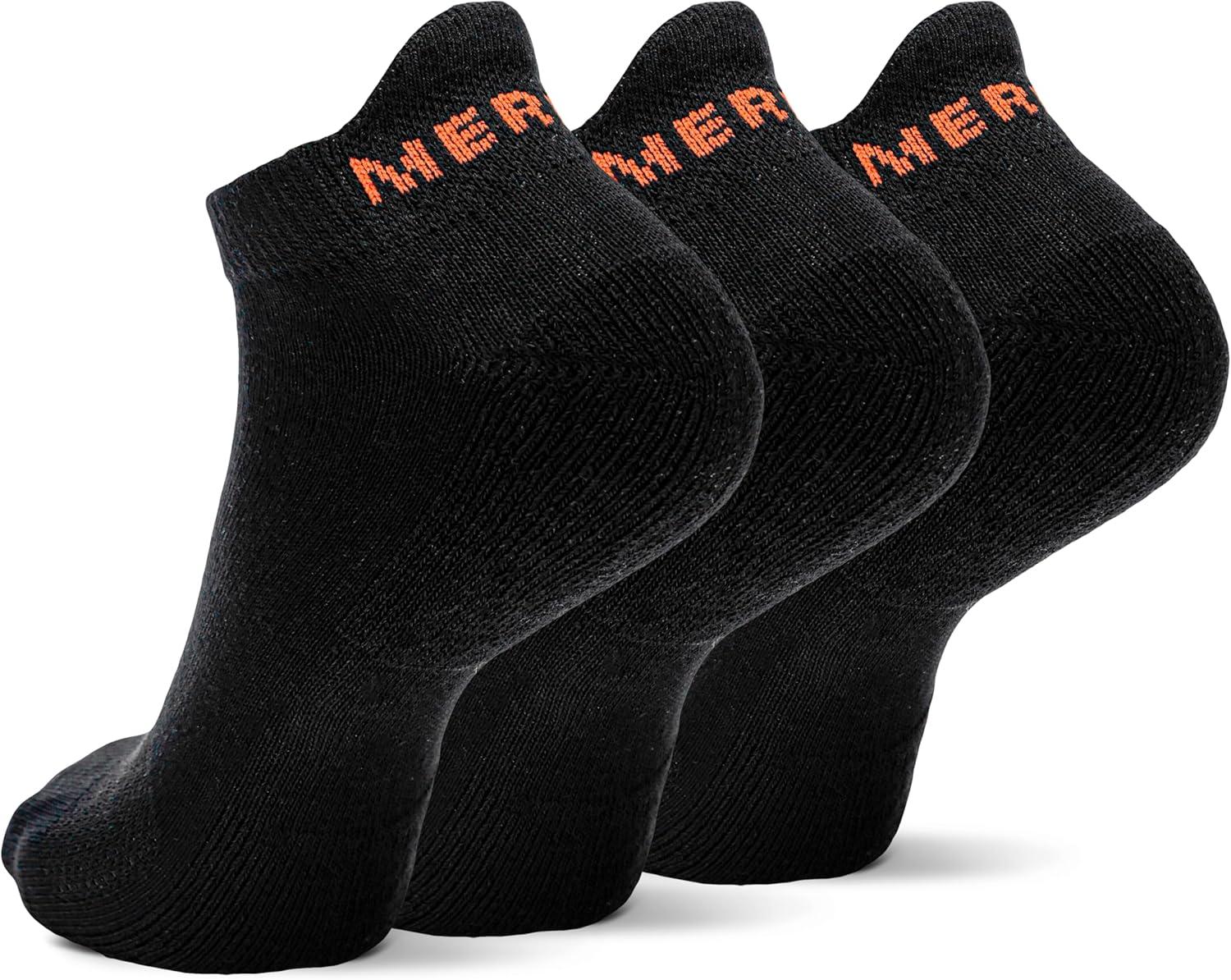 imageMerrell Mens and Womens Cushioned Cotton Low Cut Tab Socks3 ampamp 6 PairsBreathable Mesh Comfort ZonesBlack