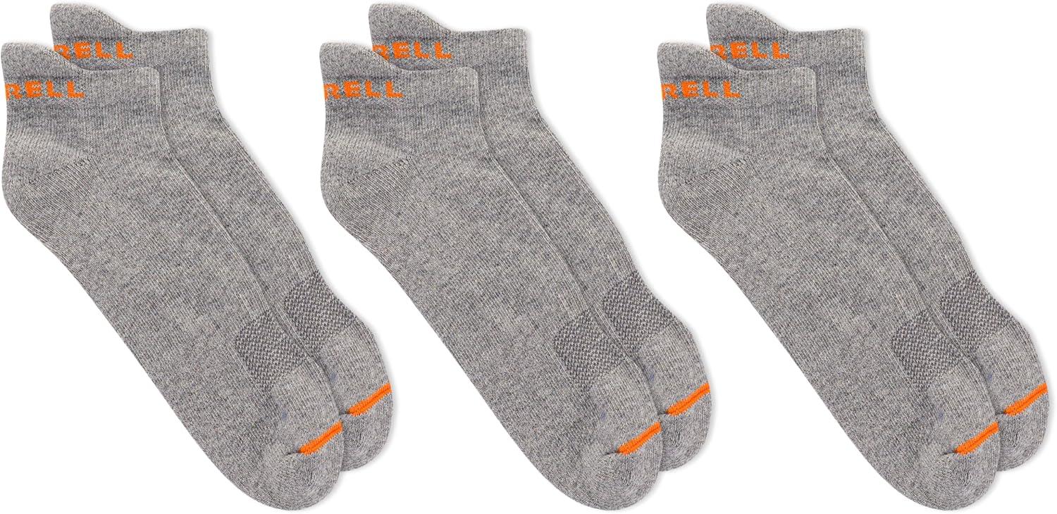 imageMerrell Mens and Womens Cushioned Cotton Low Cut Tab Socks3 ampamp 6 PairsBreathable Mesh Comfort ZonesGray