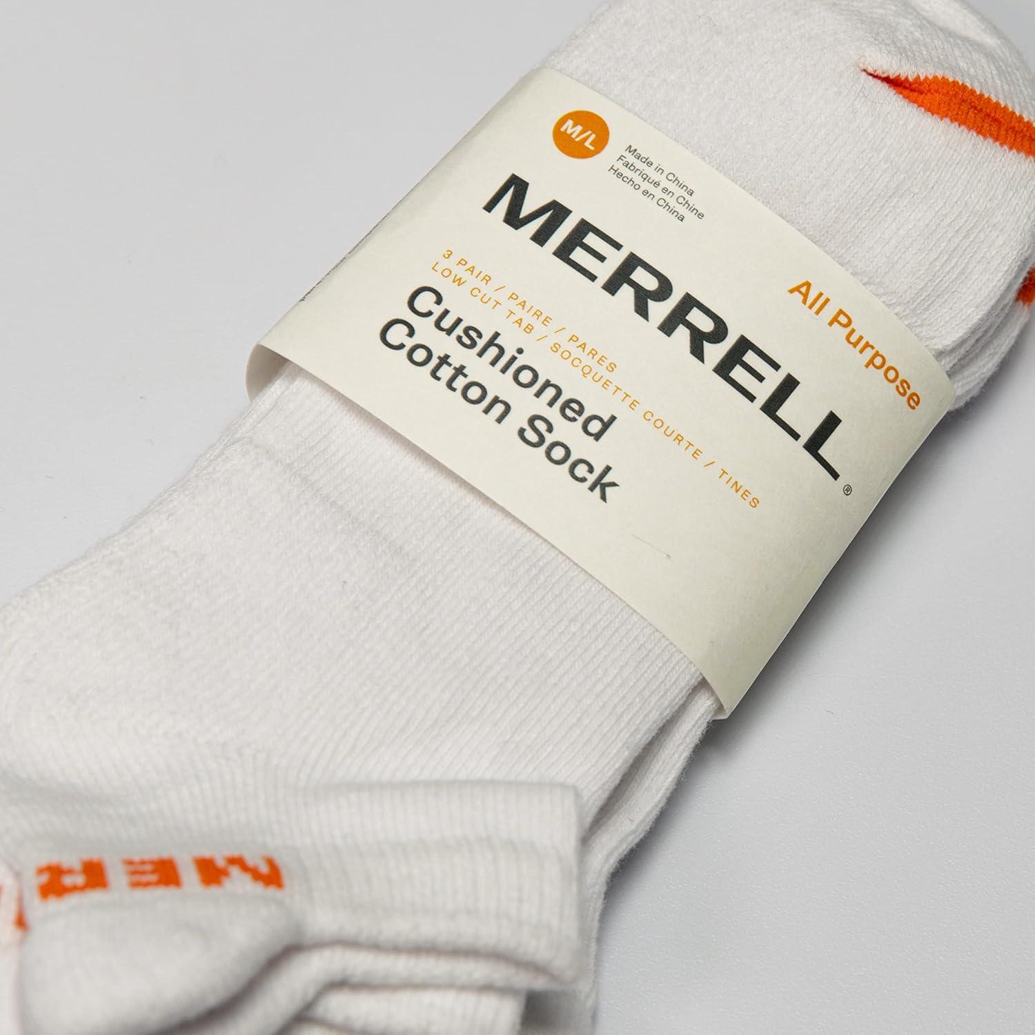 imageMerrell Mens and Womens Cushioned Cotton Low Cut Tab Socks3 ampamp 6 PairsBreathable Mesh Comfort ZonesWhite 6 Pairs