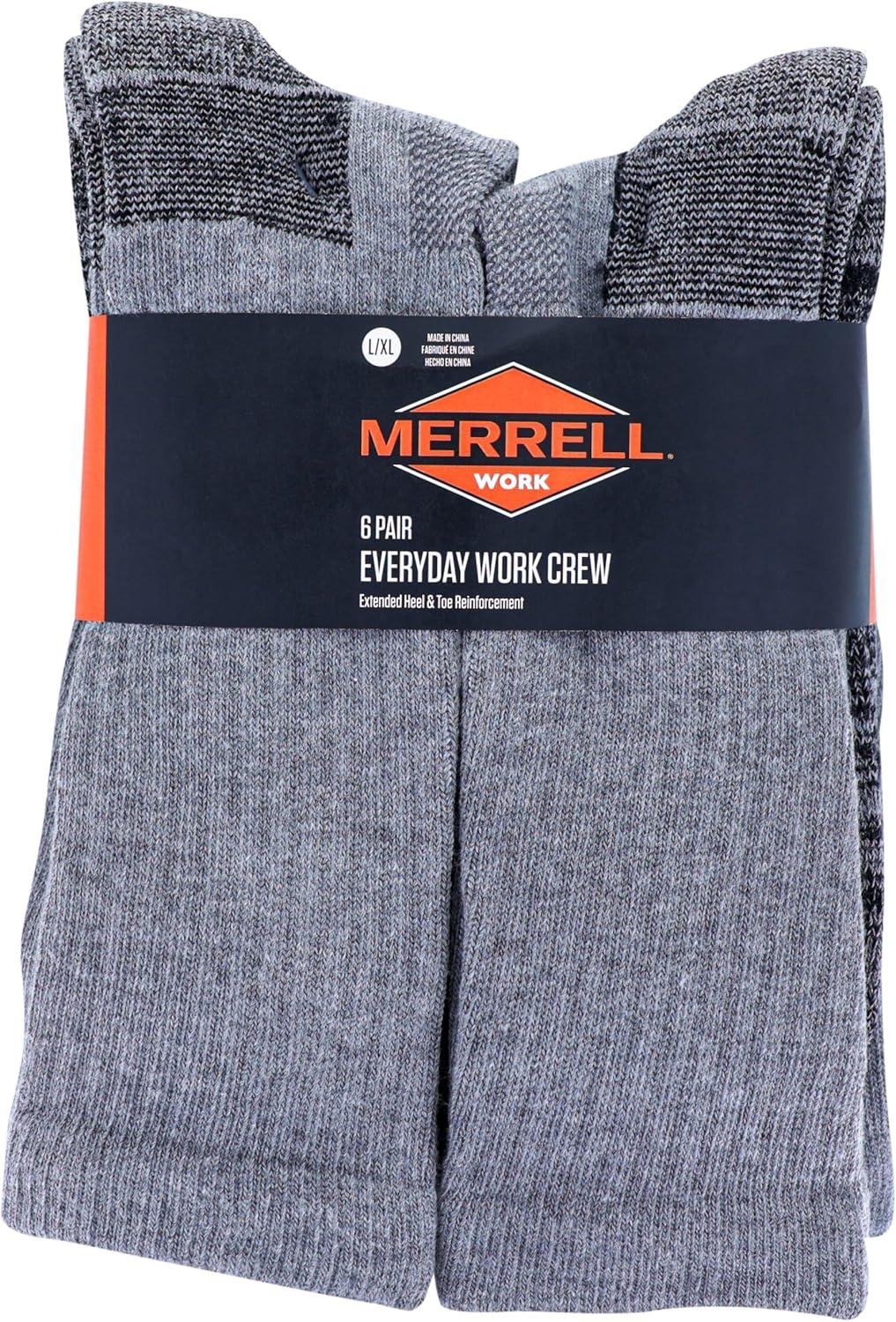 imageMerrell Mens and Womens Durable Everyday Work Crew Socks3 ampamp 6 PairsAntiOdor CottonGray Heather 6 Pairs