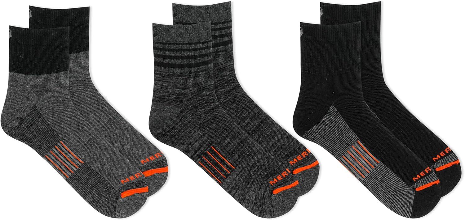 imageMerrell Mens and Womens Merino Wool Work Socks3 Pair PackArch SupportCharcoal
