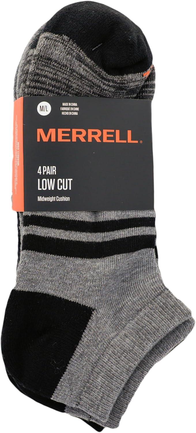 imageMerrell unisexadult Mens and Womens Cushioned Midweight Low Cut Socks  4 ampamp 12 Pairs  Moisture WickingBlack 4 Pairs