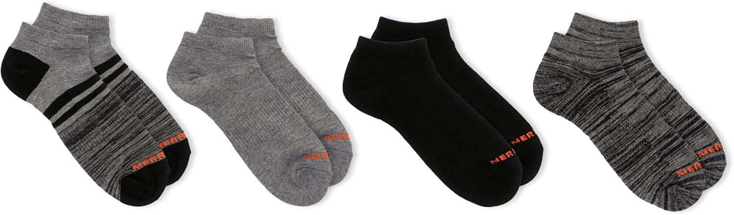 imageMerrell unisexadult Mens and Womens Cushioned Midweight Low Cut Socks  4 ampamp 12 Pairs  Moisture WickingBlack 4 Pairs