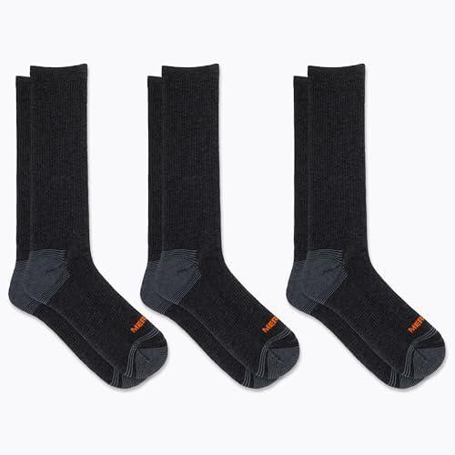 imageMerrell unisexadult Mens and Womens Recycled Everyday Half Cushion Crew Socks  3 Pairs  Breathable HikingBlack