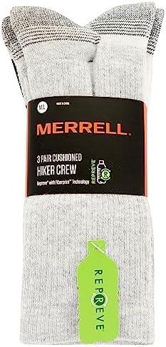 imageMerrell unisexadult Mens and Womens Recycled Everyday Half Cushion Crew Socks  3 Pairs  Breathable HikingGray Assorted