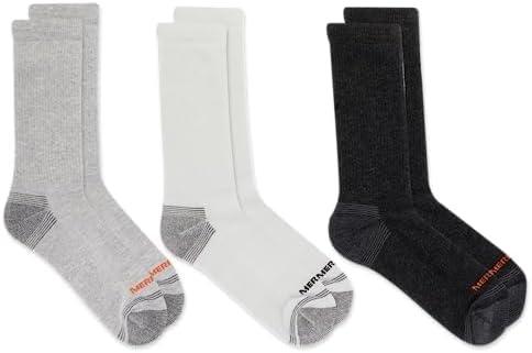 imageMerrell unisexadult Mens and Womens Recycled Everyday Half Cushion Crew Socks  3 Pairs  Breathable HikingGray Assorted
