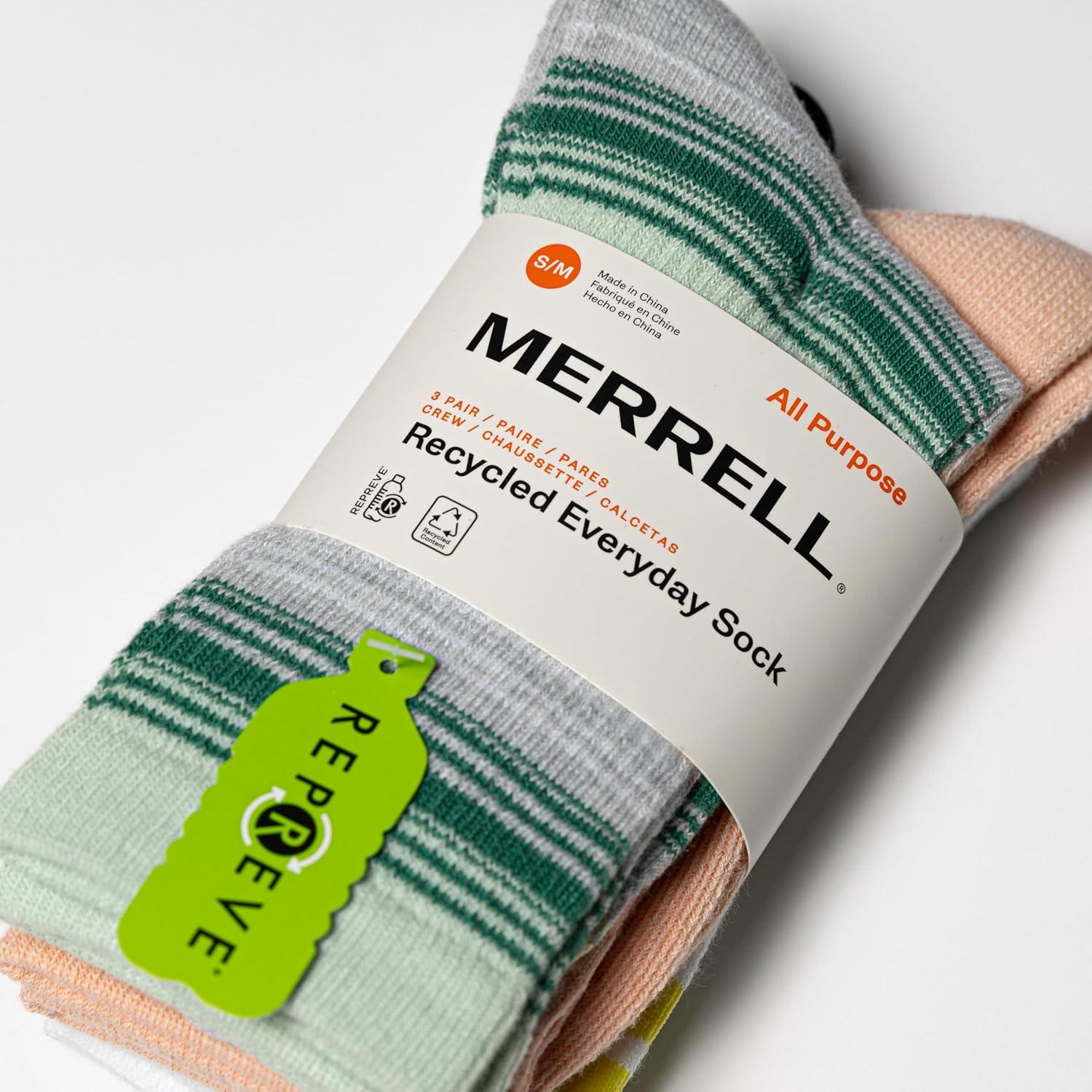 imageMerrell unisexadult Mens and Womens Recycled Everyday Half Cushion Crew Socks  3 Pairs  Breathable HikingPeach Assorted