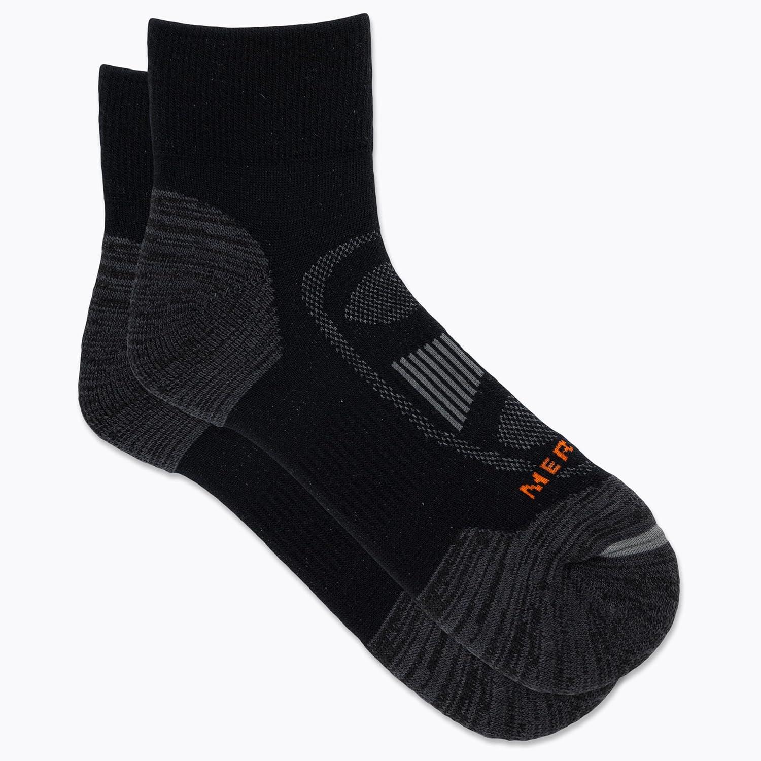 imageMerrell unisexadult Mens and Womens Zoned Cushioned Wool Hiking Ankle Socks  Breathable Arch SupportBlack