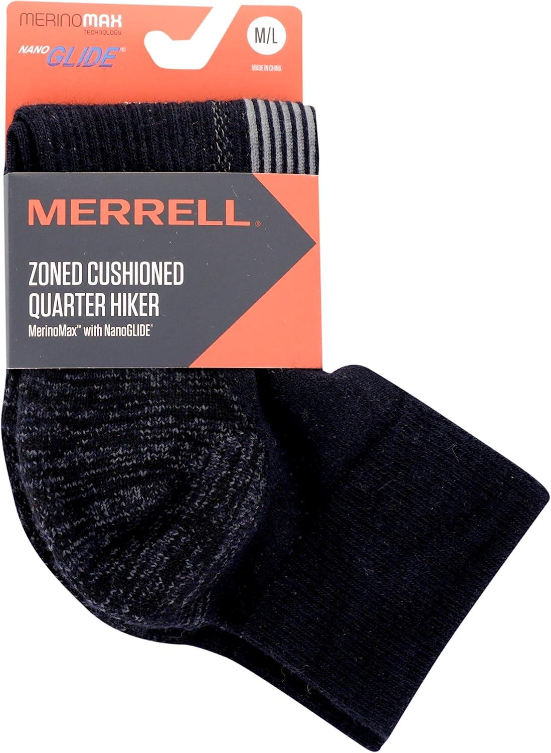 imageMerrell unisexadult Mens and Womens Zoned Cushioned Wool Hiking Ankle Socks  Breathable Arch SupportBlack