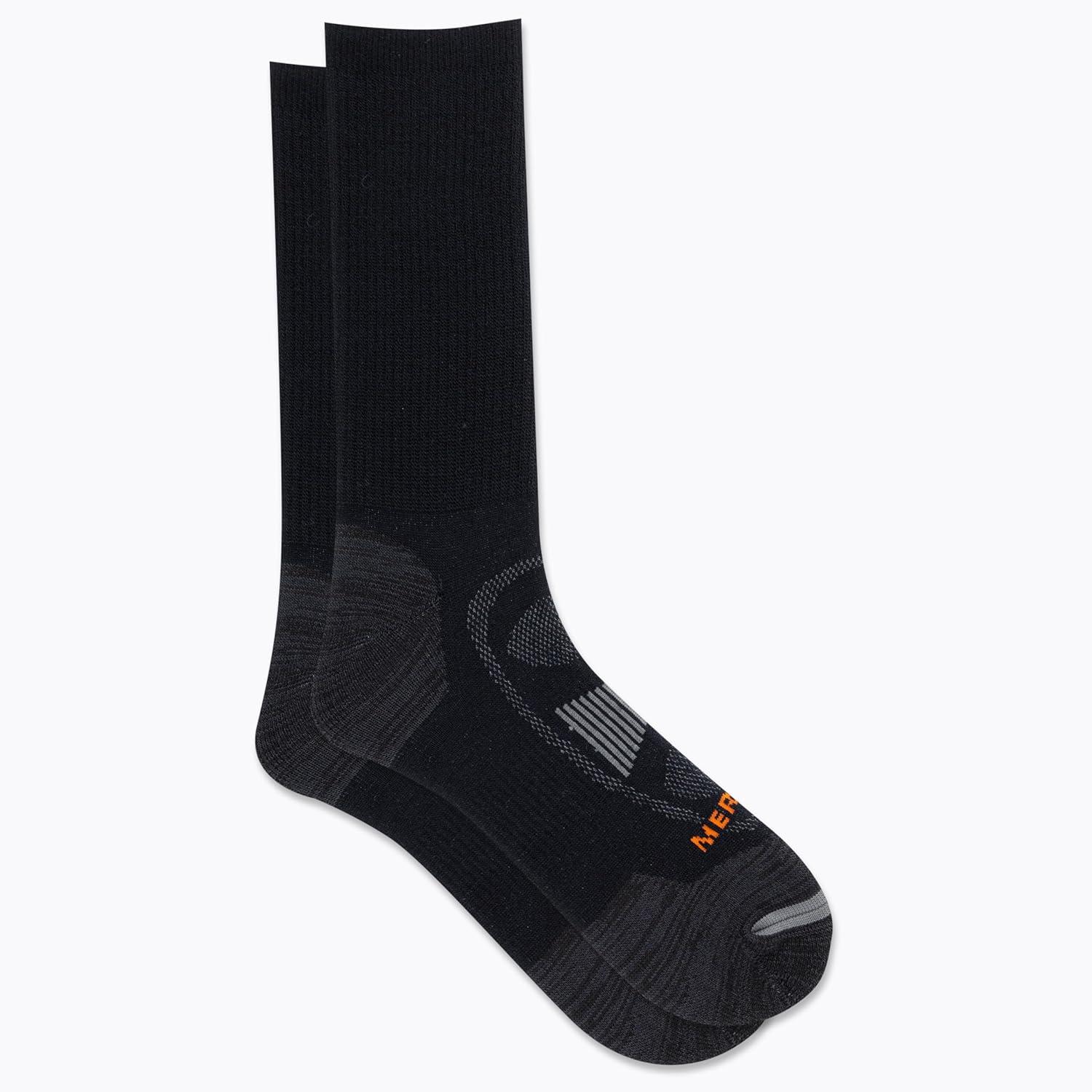 imageMerrell unisexadult Mens and Womens Zoned Cushioned Wool Hiking Crew Socks  Breathable Arch SupportBlack