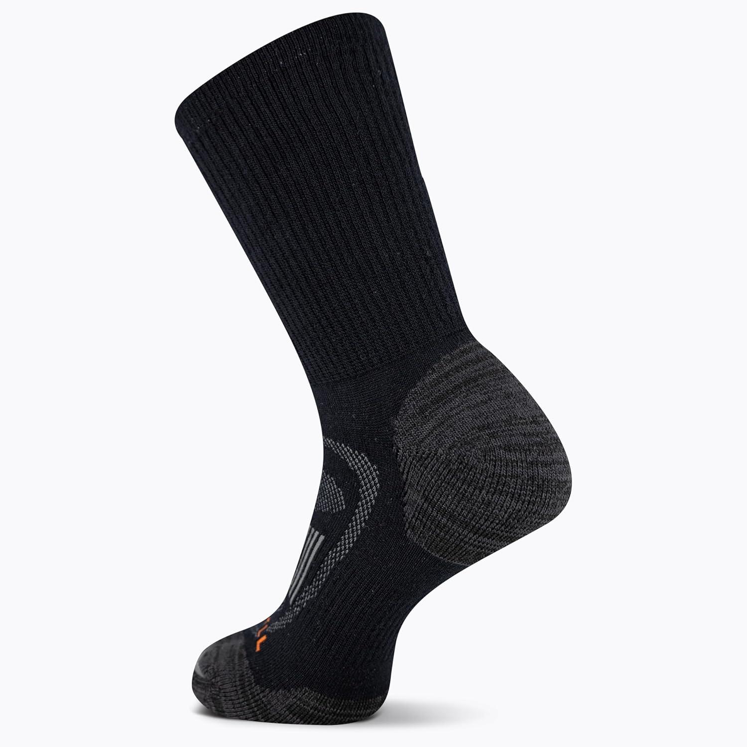 imageMerrell unisexadult Mens and Womens Zoned Cushioned Wool Hiking Crew Socks  Breathable Arch SupportBlack