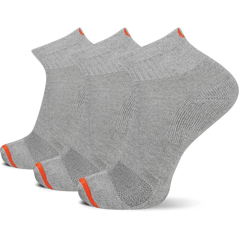 imageMerrell Mens and Womens Cushioned Cotton Ankle Socks3 ampamp 6 PairsBreathable Mesh Comfort ZonesGray