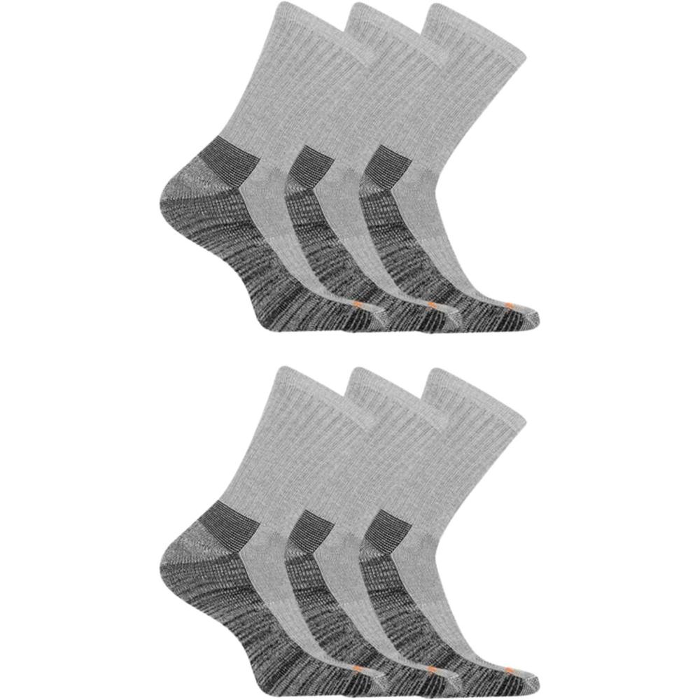 imageMerrell Mens and Womens Durable Everyday Work Crew Socks3 ampamp 6 PairsAntiOdor CottonGray Heather 6 Pairs