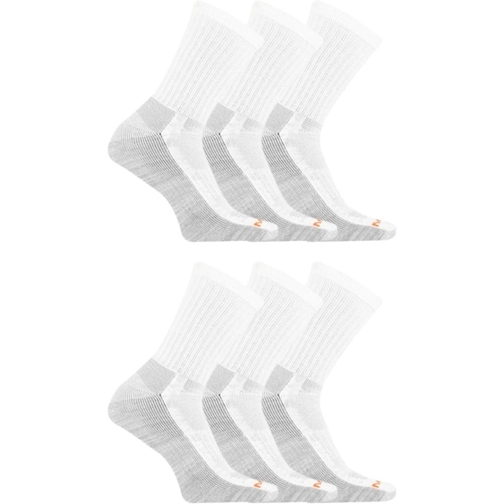 imageMerrell Mens and Womens Durable Everyday Work Crew Socks3 ampamp 6 PairsAntiOdor CottonWhite 6 Pairs