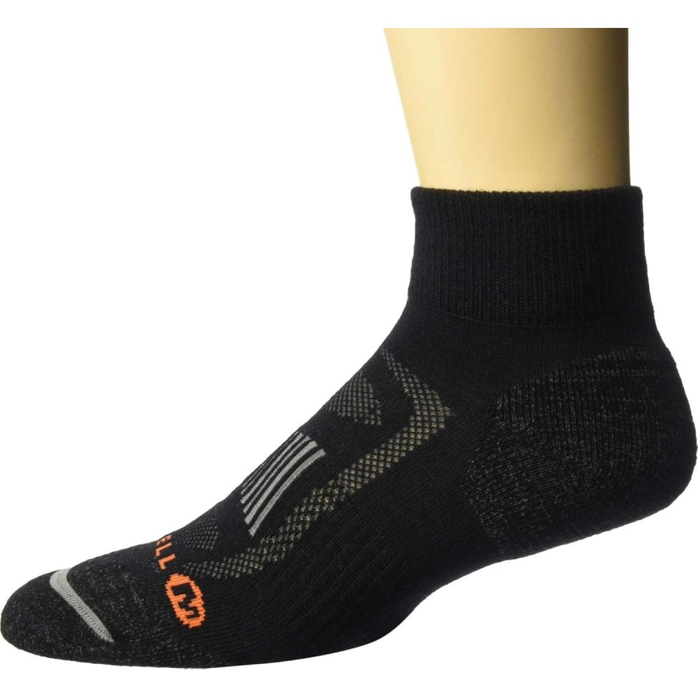 imageMerrell Mens and Womens Lightweight Trail Glove Low Cut Double Tab Socks Breathable Mesh and Moisture ManagementBlack