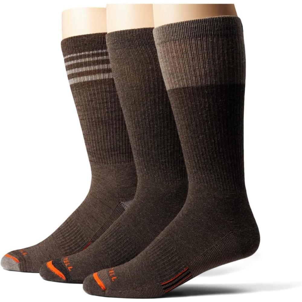 imageMerrell Mens and Womens Merino Wool Work Socks3 Pair PackArch SupportBrown