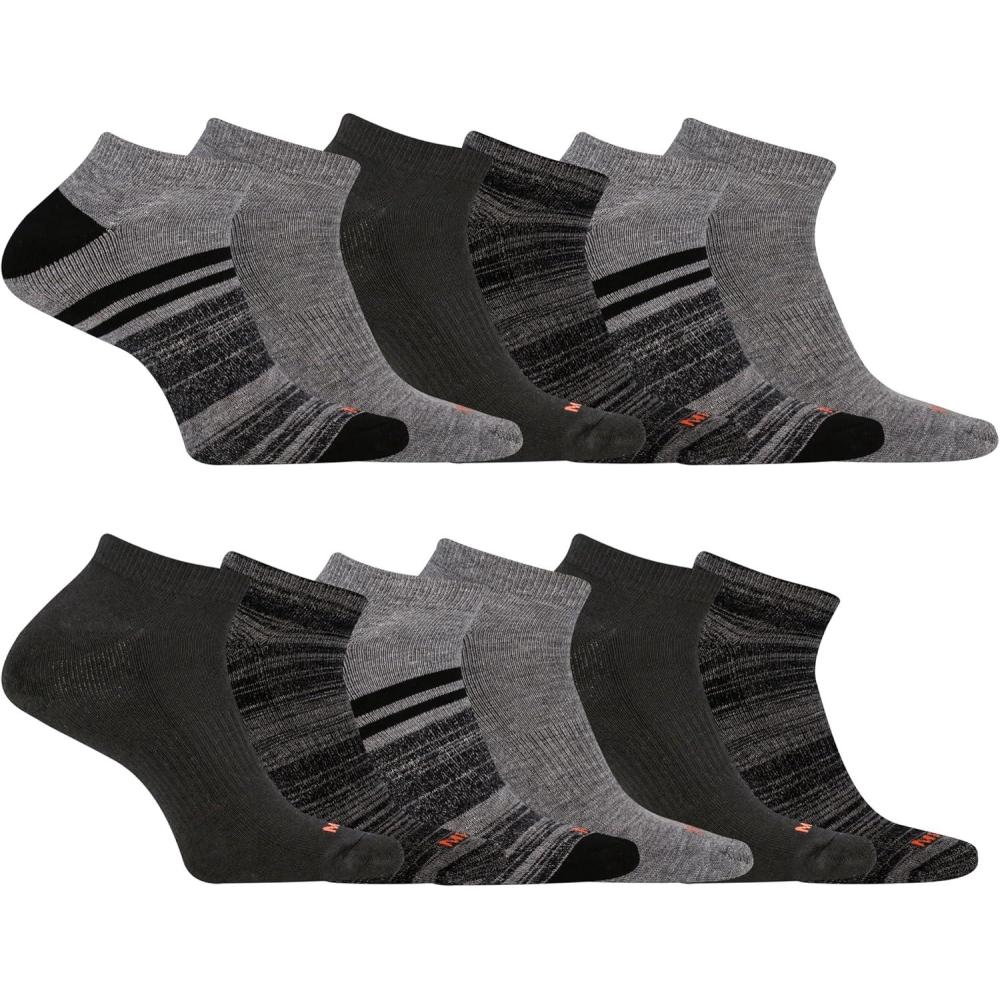 imageMerrell unisexadult Mens and Womens Cushioned Midweight Low Cut Socks  4 ampamp 12 Pairs  Moisture WickingBlack Assorted 12 Pairs