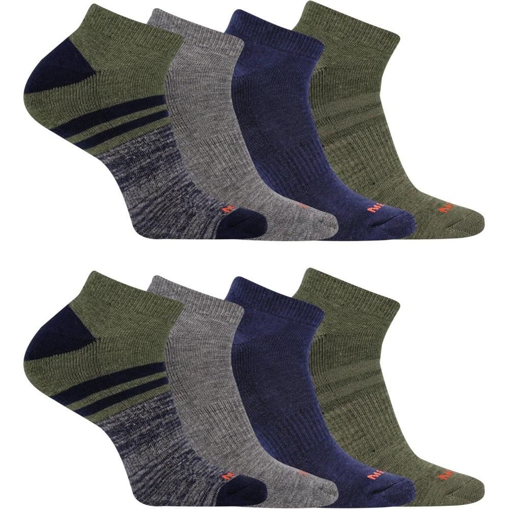 imageMerrell unisexadult Mens and Womens Cushioned Midweight Low Cut Socks  4 ampamp 12 Pairs  Moisture WickingBlue 8 Pairs