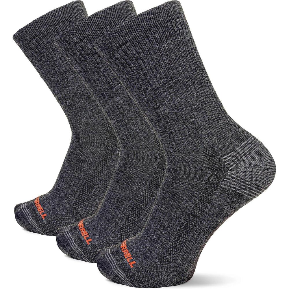 imageMerrell unisexadult Mens and Womens Recycled Everyday Half Cushion Crew Socks  3 Pairs  Breathable HikingBlack
