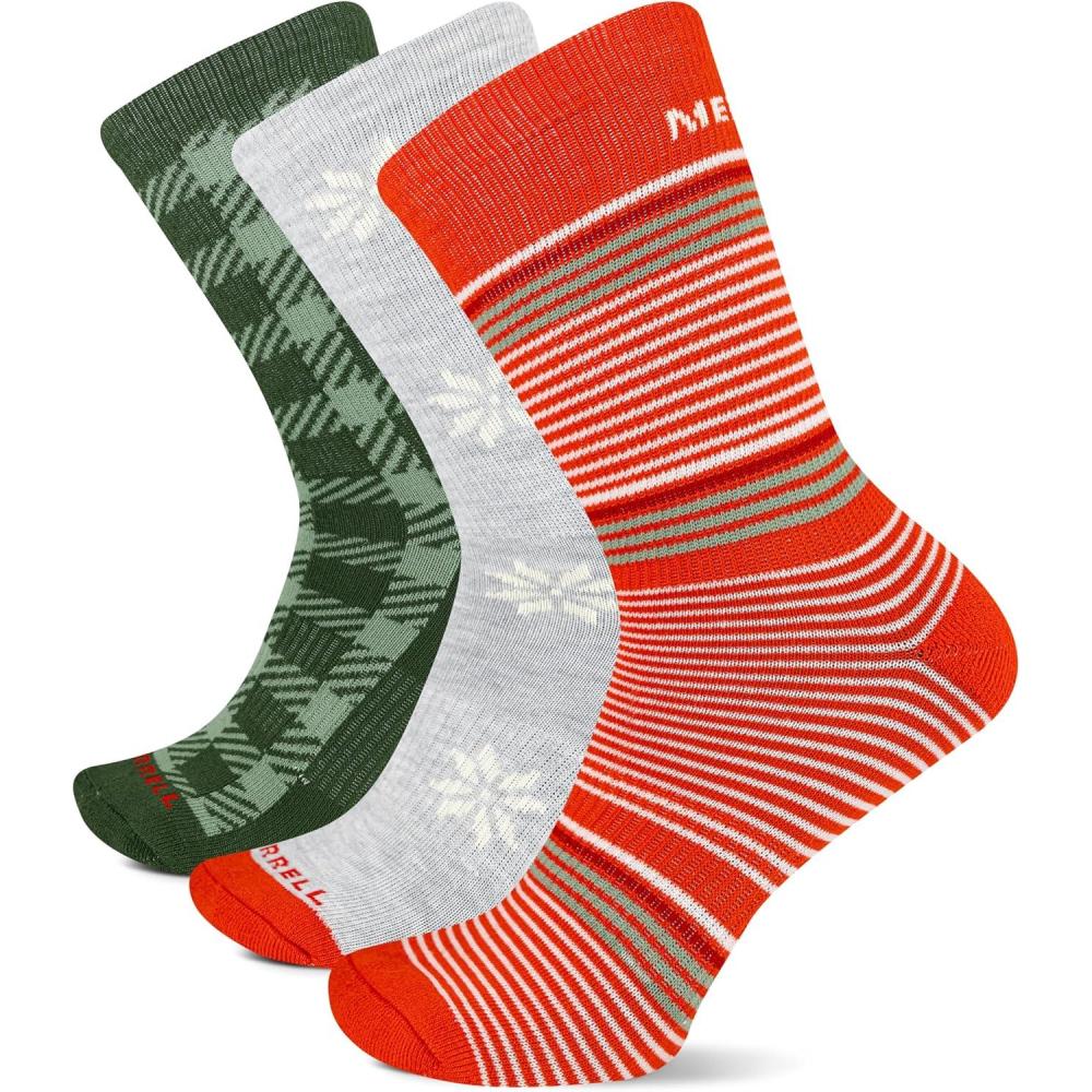 imageMerrell unisexadult Mens and Womens Recycled Everyday Half Cushion Crew Socks  3 Pairs  Breathable HikingHoliday Assorted