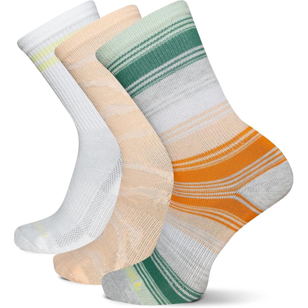 imageMerrell unisexadult Mens and Womens Recycled Everyday Half Cushion Crew Socks  3 Pairs  Breathable HikingPeach Assorted