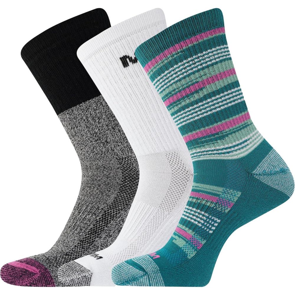 imageMerrell unisexadult Mens and Womens Recycled Everyday Half Cushion Crew Socks  3 Pairs  Breathable HikingPink Assorted