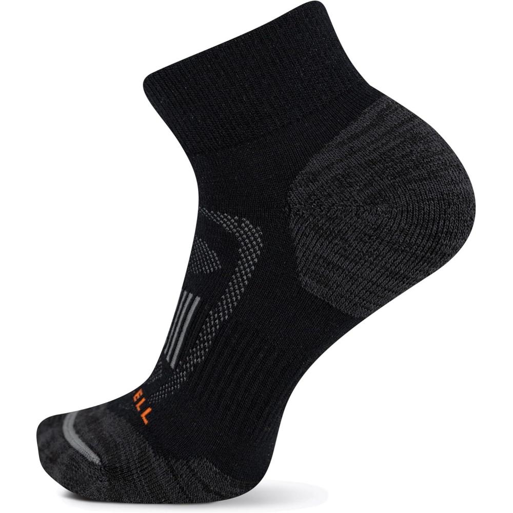 imageMerrell unisexadult Mens and Womens Zoned Cushioned Wool Hiking Ankle Socks  Breathable Arch SupportBlack