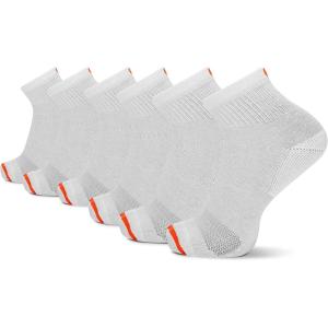 imageMerrell Mens and Womens Cushioned Cotton Ankle Socks3 ampamp 6 PairsBreathable Mesh Comfort ZonesWhite 6 Pairs