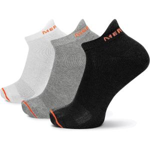 imageMerrell Mens and Womens Cushioned Cotton Low Cut Tab Socks3 ampamp 6 PairsBreathable Mesh Comfort ZonesBlackWhiteGray