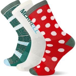 imageMerrell unisexadult Mens and Womens Recycled Everyday Half Cushion Crew Socks  3 Pairs  Breathable HikingCream Assorted