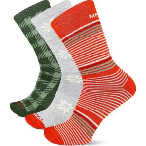 imageMerrell unisexadult Mens and Womens Recycled Everyday Half Cushion Crew Socks  3 Pairs  Breathable HikingHoliday Assorted